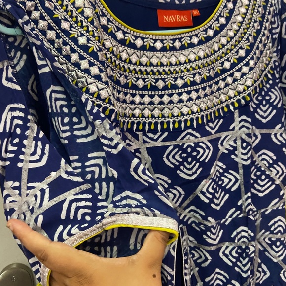 Narvas Other - Indigo front cut kurta with net inner kurta set dress